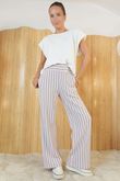 Shoreditch Stripe Lounge Flare Trouser Sweetpea & Grey /10=